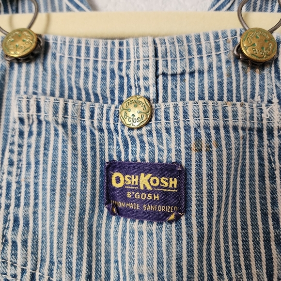 OSHKOSH x VINTAGE Union made Railroad Stripe Demin Vestbak Overalls infant - Picture 7 of 8